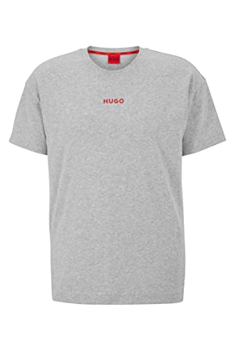 HUGO Herren Linked T-Shirt Relaxed-Fit Pyjama-Shirt aus Stretch-Baumwolle mit Logo Grau XL von HUGO