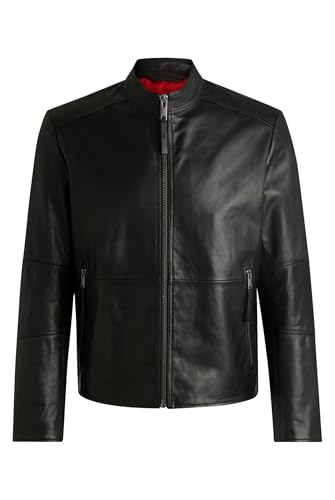 HUGO Herren Lokis-3 Slim-Fit Lederjacke mit Stehkragen Schwarz001 L von HUGO