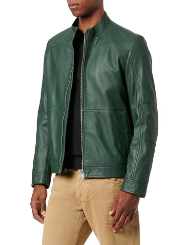 HUGO Herren Lokis Lederjacke, Dark Green302, XXL EU von HUGO