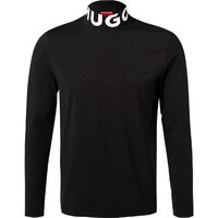 HUGO Herren Longsleeve schwarz Baumwolle Logo und Motiv von HUGO