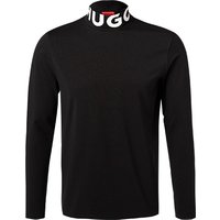 HUGO Herren Longsleeve schwarz Baumwolle Logo und Motiv von HUGO