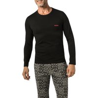 HUGO Herren Longsleeve schwarz Baumwolle unifarben von HUGO