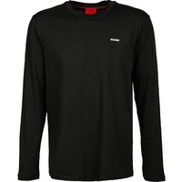 HUGO Herren Longsleeve schwarz Baumwolle von HUGO