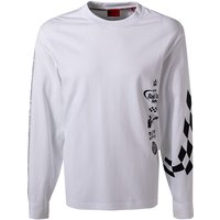 HUGO Herren Longsleeve weiß Baumwolle von HUGO