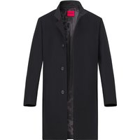 HUGO Herren Mantel schwarz Wolle unifarben von HUGO