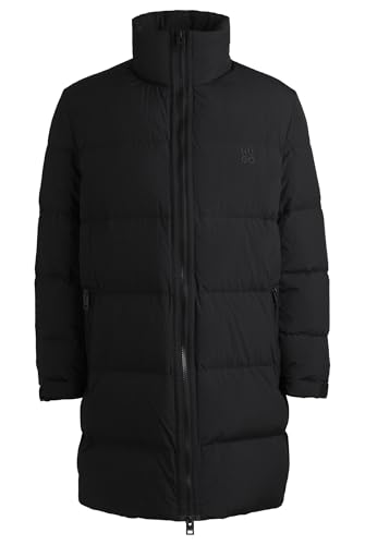 HUGO Herren Magnus2441 Wasserabweisende Daunenjacke mit Stack-Logo Schwarz L von HUGO