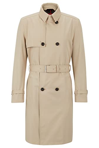 HUGO Herren Maluks2321 Wasserabweisender Trenchcoat mit zweireihiger Knopfleiste Hellbeige 50 von HUGO