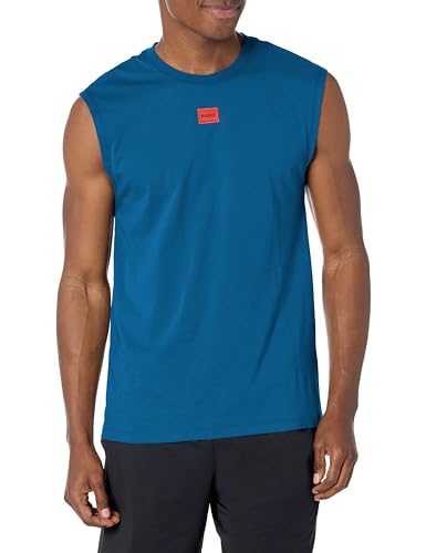 HUGO Herren Muskel-Tanktop mit Logo in der Mitte Hemd, Blau (French Blue), XL von HUGO