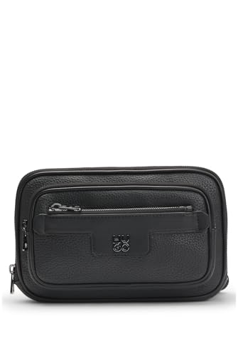 HUGO Herren Nesh R Crossover Umhängetasche aus genarbtem Kunstleder mit Stack-Logo Schwarz001 Stck von HUGO