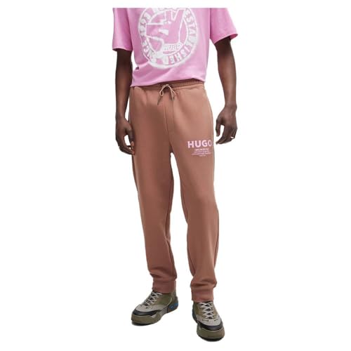 HUGO Herren Nevez Jogginghose aus Baumwoll-Terry mit Logo-Print Braun XL von HUGO