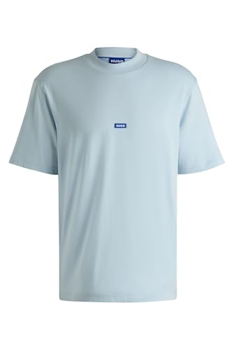 HUGO Herren Nieros Regular-Fit T-Shirt aus Baumwoll-Jersey mit blauem Logo-Patch Hellblau L HUGO Herren Nieros Regular-Fit T-Shirt aus Baumwoll-Jersey mit blauem Logo-Patch Hellblau L von HUGO