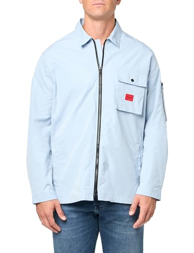 Hugo Herren-Overshirt aus Baumwollmischgewebe mit Reißverschluss, Blueberry Ice, XL von HUGO