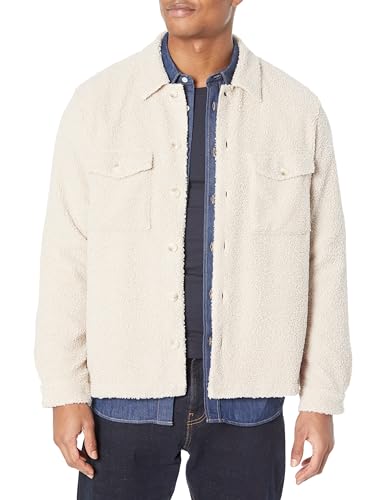HUGO Herren Overshirt aus Teddy-Stoff mit aufgesetzten Taschen und Knopfleiste Hemd mit Button-Down-Kragen, Natürliches Weiß, XX-Large von HUGO