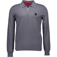 HUGO Herren Pullover Grau Wolle unifarben von HUGO