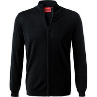 HUGO Herren Cardigan schwarz Schurwolle unifarben von HUGO