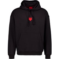 HUGO Herren Hoodie Schwarz Baumwolle unifarben von HUGO