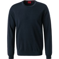 HUGO Herren Pullover blau Schurwolle unifarben von HUGO