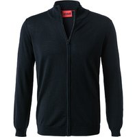 HUGO Herren Cardigan blau Schurwolle unifarben von HUGO