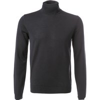 HUGO Herren Rollkragenpullover blau Schurwolle unifarben von HUGO