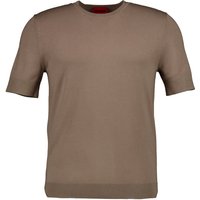 HUGO Herren Kurzarmpullover braun Baumwolle unifarben von HUGO