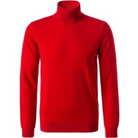 HUGO Herren Rollkragenpullover rot Schurwolle unifarben von HUGO