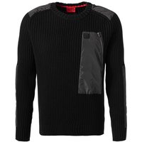 HUGO Herren Pullover schwarz Baumwolle unifarben von HUGO