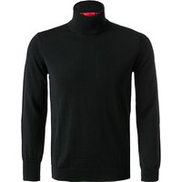 HUGO Herren Rollkragenpullover schwarz Schurwolle unifarben von HUGO