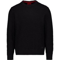 HUGO Herren Pullover schwarz Baumwolle unifarben von HUGO