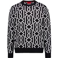 HUGO Herren Pullover schwarz Gemustert,Raute und Karo von HUGO