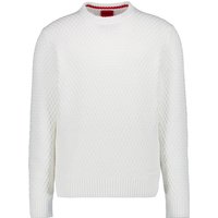 HUGO Herren Pullover weiß Baumwolle unifarben von HUGO