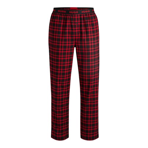 HUGO Herren Pyjamahose Schlafhose Homewearhose Loungewearhose FlannelCheck Pant EW, Farbe:Mehrfarbig, Artikel:-693 Black/red Checked, Größe:XL von HUGO