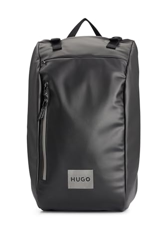 HUGO Herren Quantum N Backpack Rucksack mit dekorativem Logo-Print in reflektierender Optik Schwarz Stck von HUGO