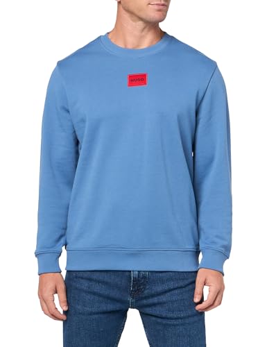 HUGO Herren Regular Fit Square Logo Jersey Sweatshirt, Blue Explorer, Medium von HUGO