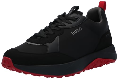 HUGO Herren Running Style Mix Material Sneakers Sneaker, Schwarz-Black Pepper, 40 EU von HUGO