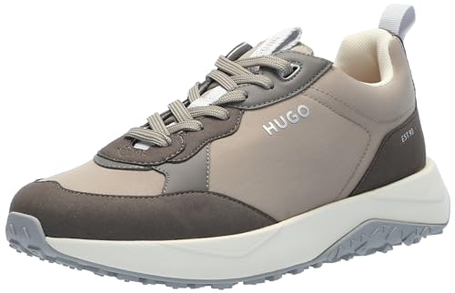 HUGO Herren Running Style Mix Material Sneakers Sneaker, Stein, 46 EU von HUGO