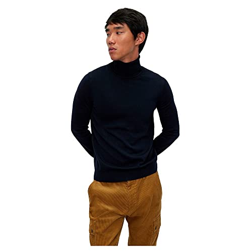 HUGO Herren San Thomas-M Regular-Fit Rollkragenpullover aus Schurwolle Dunkelblau XXL von HUGO