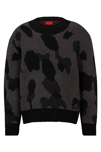 HUGO Herren Sattiner Knitted Sweater, Dark Grey28, M EU von HUGO