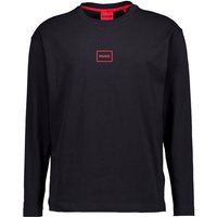 HUGO Herren Longsleeve schwarz Jersey-Baumwolle unifarben von HUGO