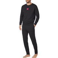 HUGO Herren Pyjama schwarz Jersey-Baumwolle gemustert von HUGO