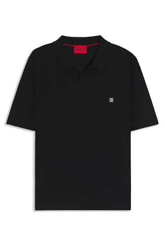 HUGO Herren Shiplom Strick-Poloshirt aus Baumwoll-Mix mit Johnny-Kragen Schwarz001 S HUGO Herren Shiplom Strick-Poloshirt aus Baumwoll-Mix mit Johnny-Kragen Schwarz001 S von HUGO