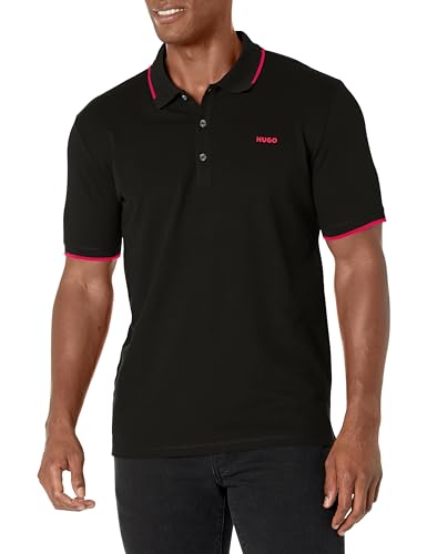 HUGO Herren Slim Fit Poloshirt aus Baumwollmix Polohemd, Stormy Black, XX-Large von HUGO