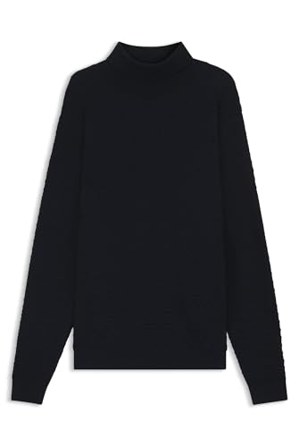 HUGO Herren Smattor Strukturierter Strick-Rollkragenpullover aus Baumwolle Dunkelblau L von HUGO