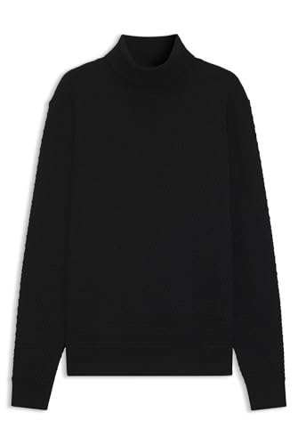 HUGO Herren Smattor Strukturierter Strick-Rollkragenpullover aus Baumwolle Schwarz001 S von HUGO
