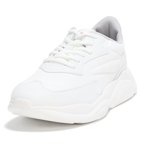 HUGO Herren-Sneaker im Laufstil mit dicker Gummisohle, Weißer Knochen, 42 EU von HUGO