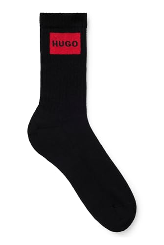 HUGO Herren 3P QS RIB LABEL CC Dreier-Pack kurze Socken mit rotem Logo-Label Schwarz001 39-42 von HUGO