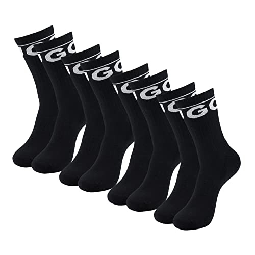 HUGO Herren Socken QS Rib Iconic CC Finest Soft Cotton 4 Paar, Farbe:Schwarz, Größe:39-42, Artikel:-001 black von HUGO