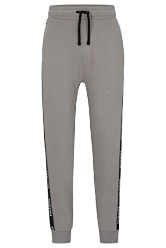 HUGO Herren Sporty Logo Pant Jogginghose aus Bio-Baumwolle mit Beinbündchen und Logo-Tape Grau M von HUGO