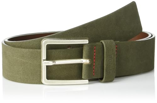 HUGO Herren Square Buckle Suede Belt Gürtel, Spinatgrün, 32 von HUGO