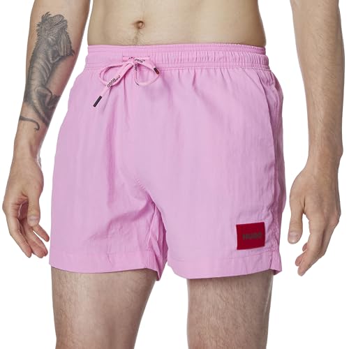 HUGO Herren Square Logo Swim Trunk Badehose, Bubble Pink, M von HUGO