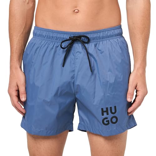 HUGO Herren Stacked Logo Swim Trunk Badehose, Bijou Blue, XXL von HUGO